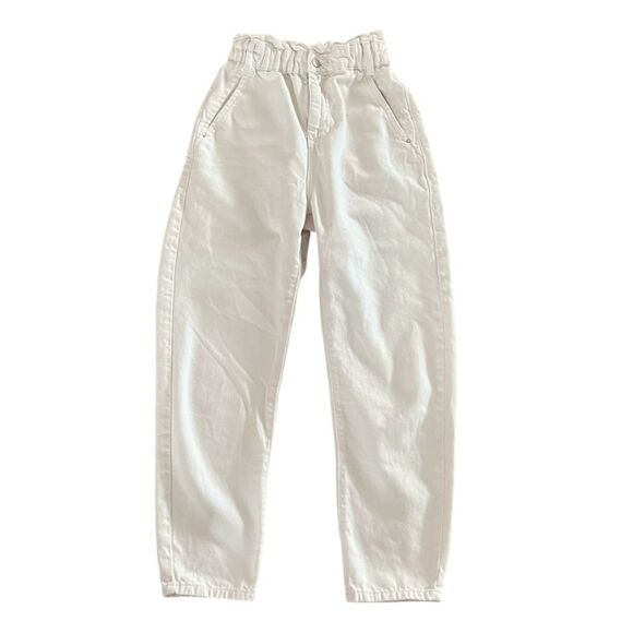Zara Paperbag Waist Jeans Cream Color - Picture 1 of 7